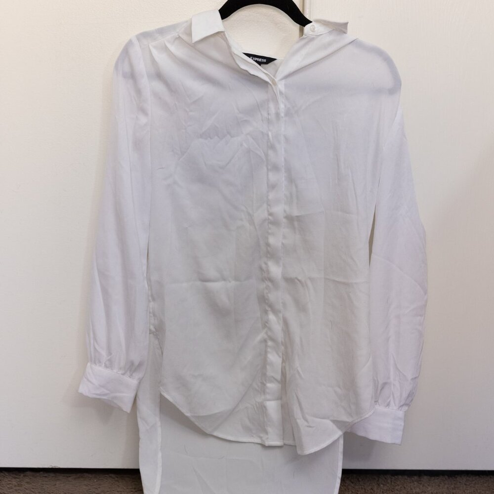 long white sheer dress shirt